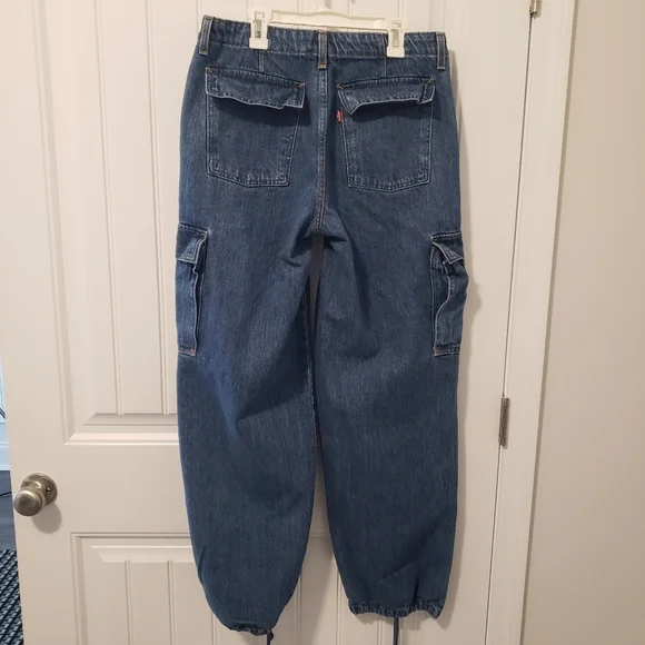 Levi's '94 Baggy Cargo Denim Jeans Pants Color Blue Womens Size 28 - Picture 5 of 12